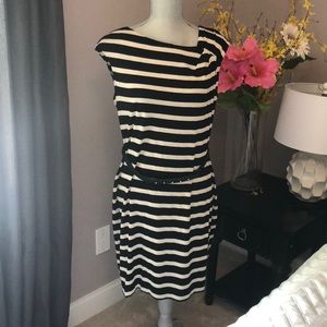 Calvin Klein Black and White Striped Dress
